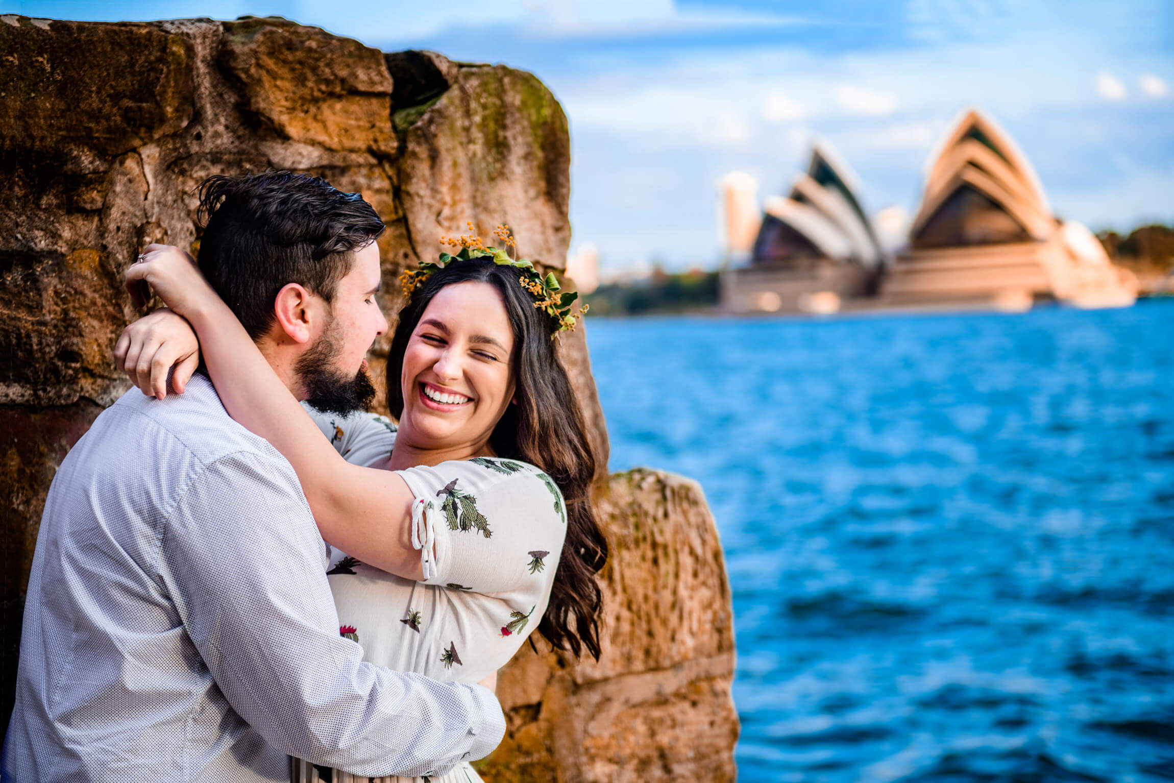 Sydney Engagement Session in Kirribilli Point with Sydney Opera House in background.